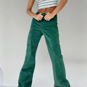 Princess Polly NWT Green Corduroy Nada Pants Belle Bottom wide leg Sz 4
